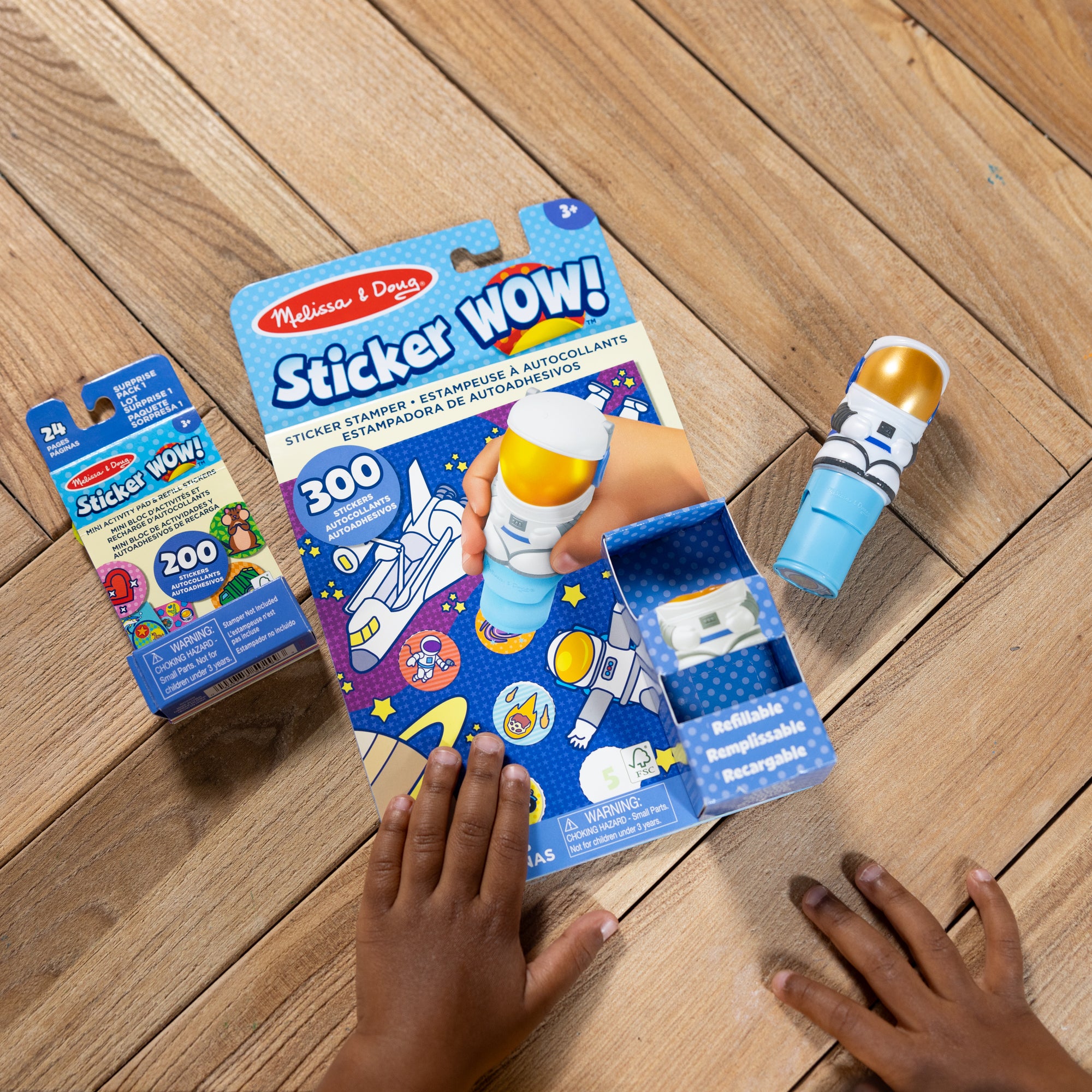 Melissa & Doug Sticker WOW!? Astronaut Bundle: Activity Pad & Sticker Stamper + Mini Activity Pad and 200 Refill Stickers - Image 10