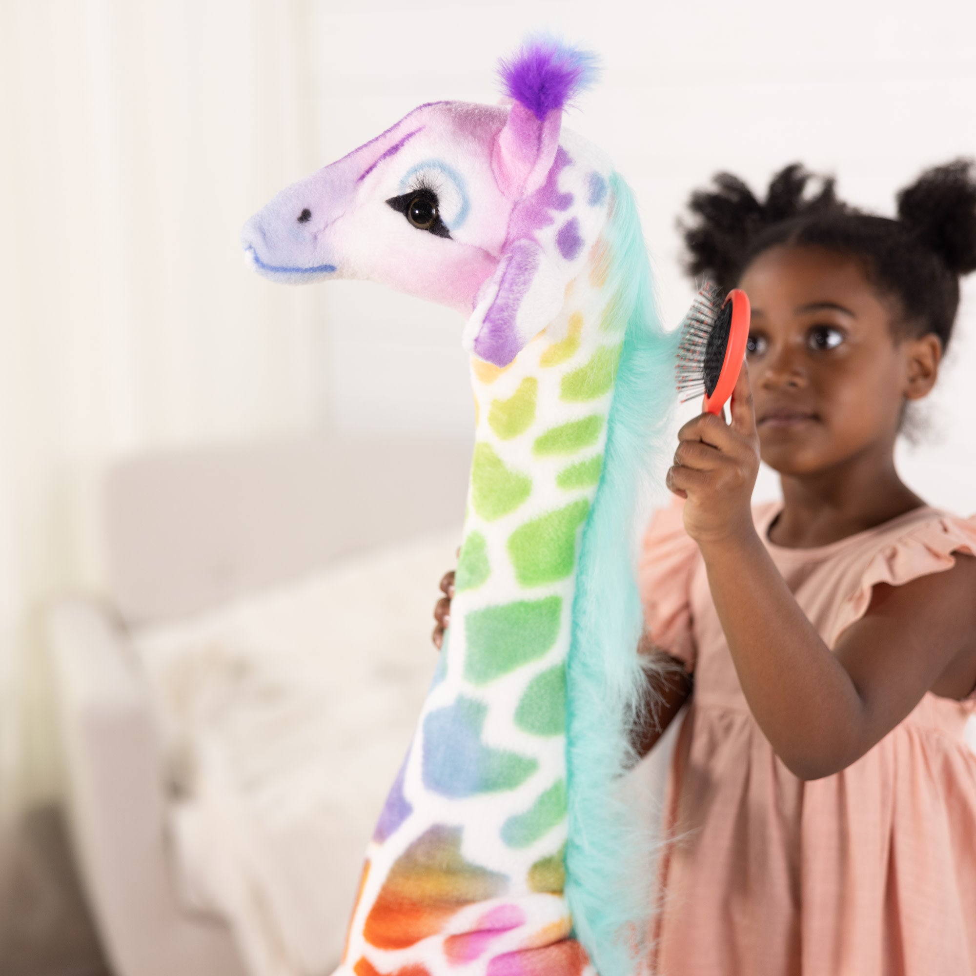 Melissa & Doug Rainbow Giraffe Lifelike Plush - Image 6