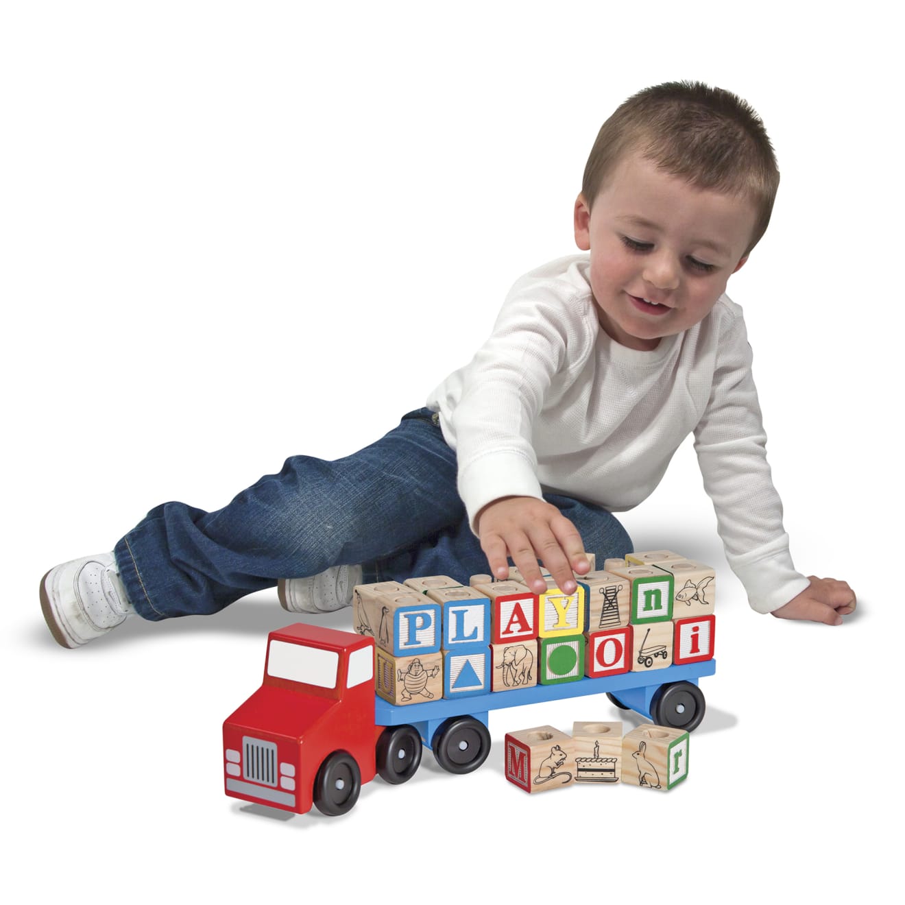 Melissa & Doug Alphabet Blocks Wooden Truck - Image 8
