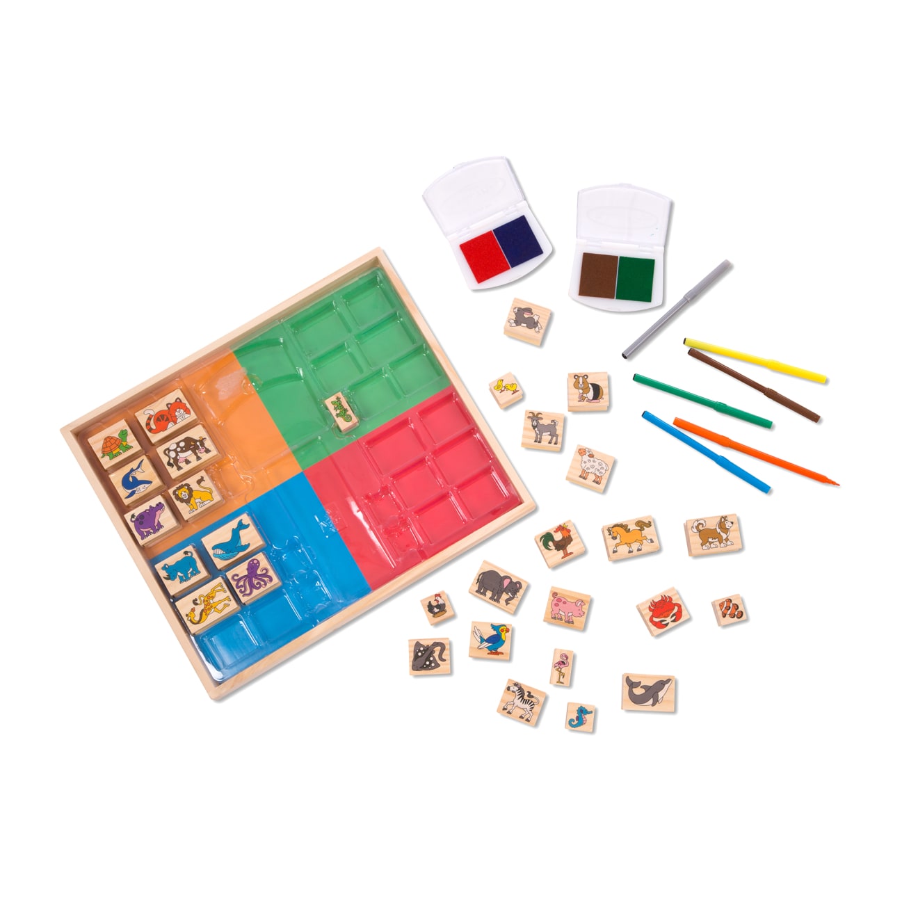 Melissa & Doug Deluxe Wooden Stamp Set - Animals - Image 9