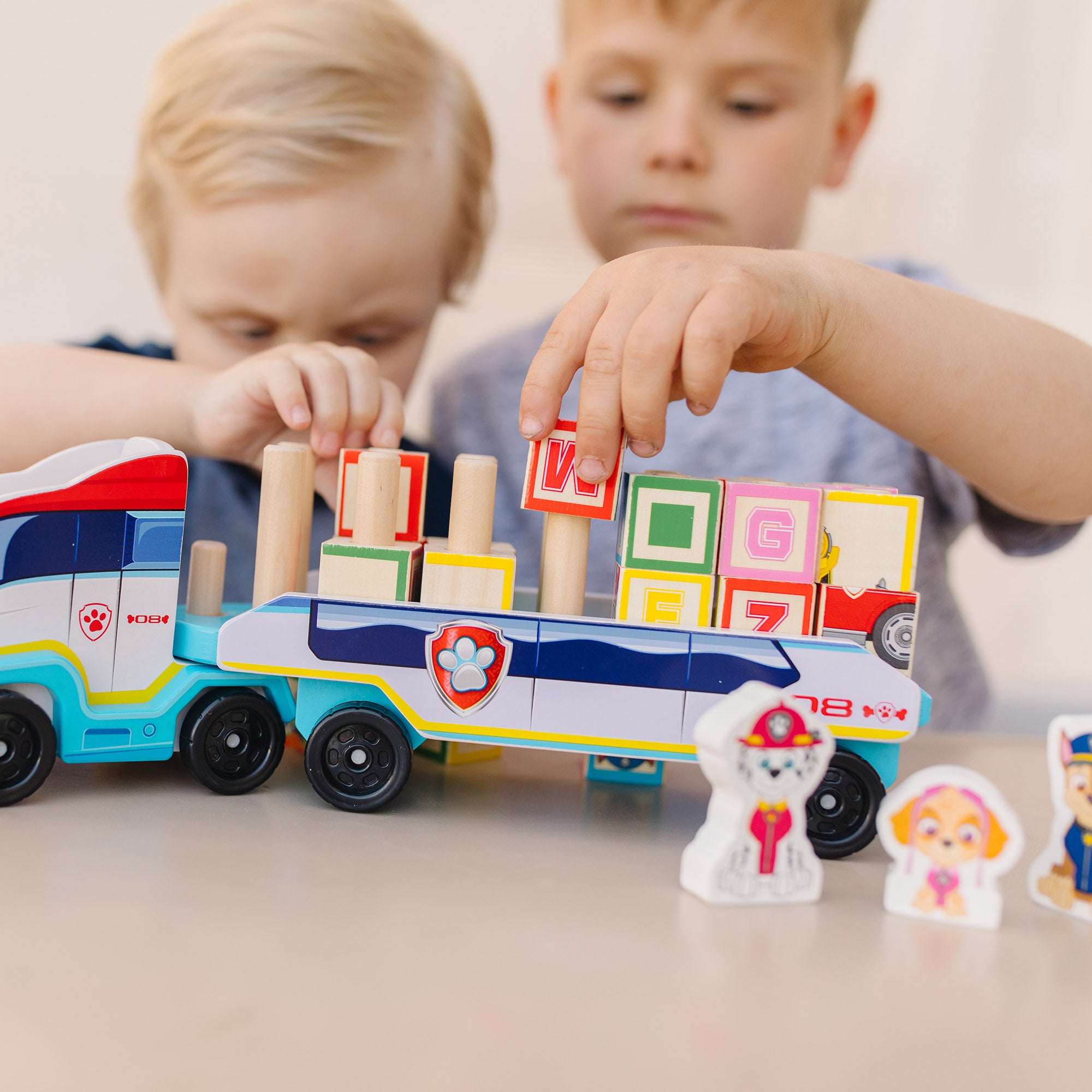 Melissa & Doug PAW Patrol Wooden ABC Block Truck - Image 2
